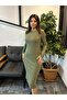 Women's Bodycon Bodysitting Crew Neck Basic Plain Ribbed Camisole Long Sleeve Midi Green Dress