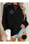 Dear Couple 2-Piece Combination Printed/Unprinted Crew Neck Oversize Black Sweatshirt - 6