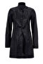 Black Cara Short Button Slim Fit Cut Lined Short Genuine Women's Leather Coat - 7