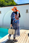 Argentina Patterned Hijab Swimsuit Pareo - Single Caftan, Model 430-307 - 4