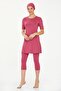 Short Sleeve Tights Semi Covered Swimsuit Walt 0572 Dried Rose - 5