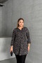 Plus Size Shirt Neck Half Sleeve Print Stretchy Blouse 322268 - 4