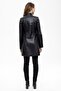 Black Cara Short Button Slim Fit Cut Lined Short Genuine Women's Leather Coat - 6