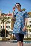 Short sleeve lycra tights half closed swimsuit r4903 saliha