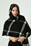 Square Patterned Scarf Shoulder Shawl 70X180 cm 1234 Black - 2