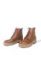 Genuine Leather Tan Color Zippered Lace up Women's Boots - 3