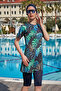 Short sleeve lycra tights half closed swimsuit r4902 zeliha - 3