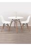 طقم طعام مكون من 3 قطع، طاولة مستديرة واحدة وكرسيين بلاستيكيين - أبيض