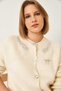 Women's Ecru Stone-Collared Embellished Knitwear Cardigan 20246266 - 5