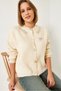 Women's Ecru Stone-Collared Embellished Knitwear Cardigan 20246266 - 4
