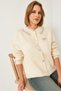 Women's Ecru Stone-Collared Embellished Knitwear Cardigan 20246266 - 3