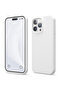 Apple iPhone 12 Promax Compatible Velvet Inside Logo Launch Silicone Case Cover White