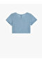 Crop Blouse Short Sleeve Round Neck Slogan Printed Sequined - 2