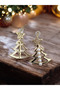 Pine Tree New Year Earrings with Pearls - 2