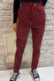 Women's Pu Fabric Burgundy Leather Pants - 6