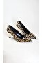 Velvet Leopard Print Closed Back Gold Yellow Thin Heeled Stiletto Casual and Special Occasions - 5
