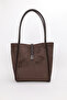 Women's Suede Bitter Brown Hand and Shoulder Bag with Magnet Closure Makeup Bag L:30 W:33 W:15 cm Jade - 6