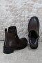 32822 Brown Original Genuine Leather Women's Boots with Fur Inside and Non-Slip Sole - 5