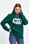 Women's Hooded Comfortable In-mold Fleece 3 thread NYC Printed SweatShirt spr24swK09 - 3