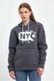 Women's Hooded Comfortable In-mold Fleece 3 thread NYC Printed SweatShirt spr24swK09 - 3