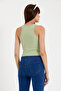 Süperlife Women's Crop Knitted Back High Collar Tank Top Spr21Y11 - 4