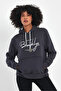 Women's Hooded Comfortable In-mold Fleece 3 thread Hand Written Brooklyn Printed SweatShirt spr24swk16 - 3