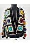 Rose Motif Hand-Knitted Women's Cardigan