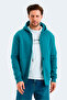 Vonda Men's Zippered Hooded Petrol Sweatshirt with Pockets - 3