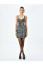 Strap Sequin Sequined Window Detailed Mini Evening Dress - 3