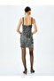 Strap Sequin Sequined Window Detailed Mini Evening Dress - 4