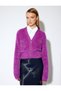 X Selected by Melis Ağazat - Long Sleeve V-Neck Plush Cardigan with Stone Button Detail - 3