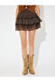 Gimped Lined Plaid Ruffled Layered Mini Skirt - 3