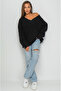 V-Neck Oversize Sweater with Sleeve-Skirt Fold Detail - 4