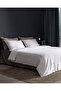 Laila Double 100% Cotton Embroidered Satin Bed Sheet Pieces Duvet Cover Set - White