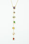 Gold Thin Chain Steel Necklace with Zircon and Crystal Stone Tips - 4