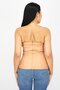 Women Straight Across Strapless Plain Tops, Brown - 2