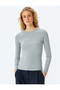 Crew Neck Long Sleeve Basic Slim T-Shirt - 3