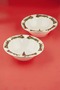 Christmas Green Silver Edge Porcelain Double Bowl - 2