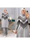 2-Piece Set for Women - Long Knitwear Tunic, Print Sweater and Pants