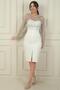 Women's Top Tulle Leaf Flock Printed Short Crepe Dress with Belt