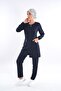 Almond Model Soft Lycra Zippered Navy Blue Surgical Doctor Nurse Uniform Suit