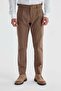 Taba Comfort Fit Double Pleated Waist Buckle Cotton Canvas Trousers