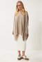 Dark Beige Oversize Knitwear Sweater - Slit Detail Hzl23W-Bd 1100761