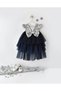Silver Sequined Short Sleeve Navy Blue Tulle Skirt Baby Girl Dress