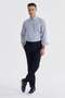 Navy Blue Comfort Fit Double Pleated Waist Buckle Cotton Canvas Trousers - 2