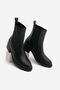 Women's Elastic Side Strap Heeled Casual Boots Espato Black