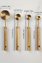 4 Stainless Steel Measuring Cups - Wooden Handle, 1.25ml 2.5ml 5ml 15ml - 4
