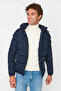 Navy Blue Regular Fit Wind and Water Resistant Puffer Winter Coat Tmnaw22Mo0132 - 2