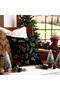 Christmas Themed Antler Merry Patterned 4-Piece Throw Pillow Cover and Runner Set in Red and Yellow Colors - 3