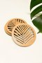 Natural Wood Colored Leaf Patterned Coasters (Set of 6)